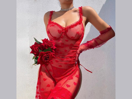 Elegant Lace Transparent Long Dress and Thong Two - Piece Set - Simply Just Deals LLCElegant Lace Transparent Long Dress and Thong Two - Piece SetC59A72BB6CB24F0B856E3ECF6DD58D46RedSElegant Lace Transparent Long Dress and Thong Two - Piece Set