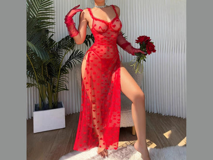 Elegant Lace Transparent Long Dress and Thong Two - Piece Set - Simply Just Deals LLCElegant Lace Transparent Long Dress and Thong Two - Piece SetC59A72BB6CB24F0B856E3ECF6DD58D46RedSElegant Lace Transparent Long Dress and Thong Two - Piece Set