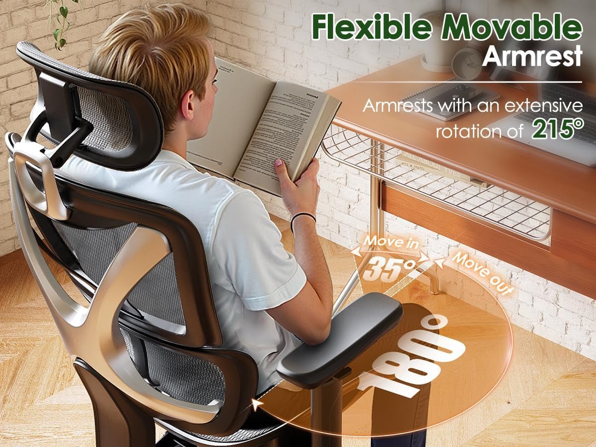 Ergonomic Office Chair, Big and Tall Mesh Chair with Lumbar Support, 3D Armrest - 215° Rotation, Adjustable Headrest & Soft Seat, Durable Desk Chair 350LBS for Work Gaming Computer,Grey - Simply Just Deals LLCErgonomic Office Chair, Big and Tall Mesh Chair with Lumbar Support, 3D Armrest - 215° Rotation, Adjustable Headrest & Soft Seat, Durable Desk Chair 350LBS for Work Gaming Computer,Greyc46314ed-3bcc-4ef9-98de-778721039a4bGrey215° Rotating 3D ArmrestErgonomic Office Chair, Big and Tall Mesh 