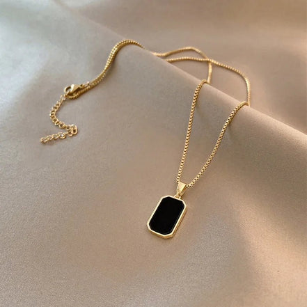 Fashion Square Necklace for Women Korean Black Geometric Pendant Necklace Collar Neck Gold Color Chain Charm Jewelry Party Gift - Simply Just Deals LLCFashion Square Necklace for Women Korean Black Geometric Pendant Necklace Collar Neck Gold Color Chain Charm Jewelry Party Gift2ffc9f27-3d8b-4491-9bb2-c80ee7725588GoldFashion Square Necklace for Women Korean Black Geometric Pendant Necklace Collar Neck Gold Color Chain Charm Jewelry Party Gift