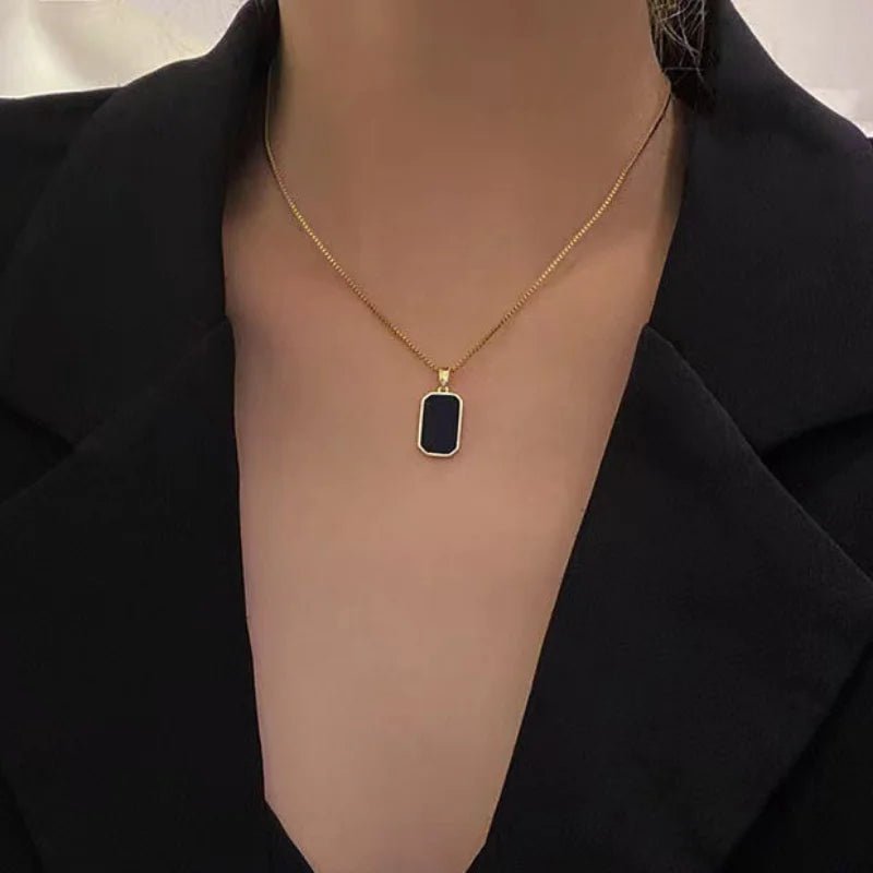 Fashion Square Necklace for Women Korean Black Geometric Pendant Necklace Collar Neck Gold Color Chain Charm Jewelry Party Gift - Simply Just Deals LLCFashion Square Necklace for Women Korean Black Geometric Pendant Necklace Collar Neck Gold Color Chain Charm Jewelry Party Giftea523022-fbb4-4024-a521-5af9709a6403Silver (17053024)Fashion Square Necklace for Women Korean Black Geometric Pendant Necklace Collar Neck Gold Color Chain Charm Jewelry Party Gift