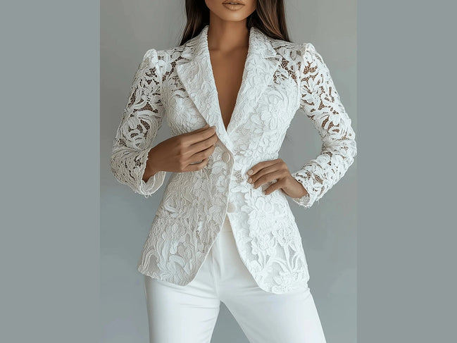 Floral Pattern Lace Single - Breasted Blazer - Simply Just Deals LLCFloral Pattern Lace Single - Breasted Blazer100100141538636WhiteS23bcb609bd884a0fa4dae5afd0e84cec - Max - Origin