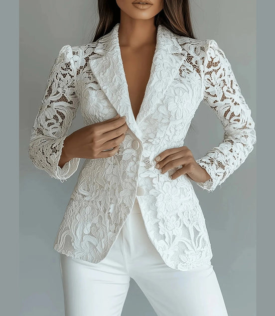 Floral Pattern Lace Single - Breasted Blazer - Simply Just Deals LLCFloral Pattern Lace Single - Breasted Blazer100100141538636WhiteS23bcb609bd884a0fa4dae5afd0e84cec - Max - Origin