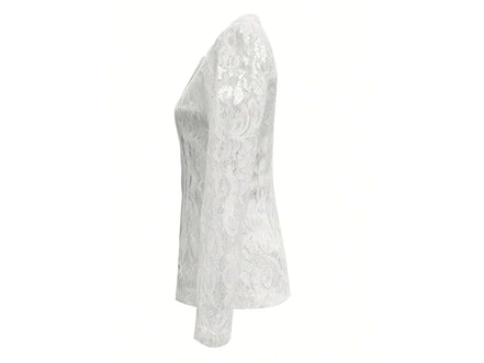 Floral Pattern Lace Single - Breasted Blazer - Simply Just Deals LLCFloral Pattern Lace Single - Breasted Blazer100100141538636WhiteS1607e099aa284338818402cbc8f8ab3d - Max - Origin
