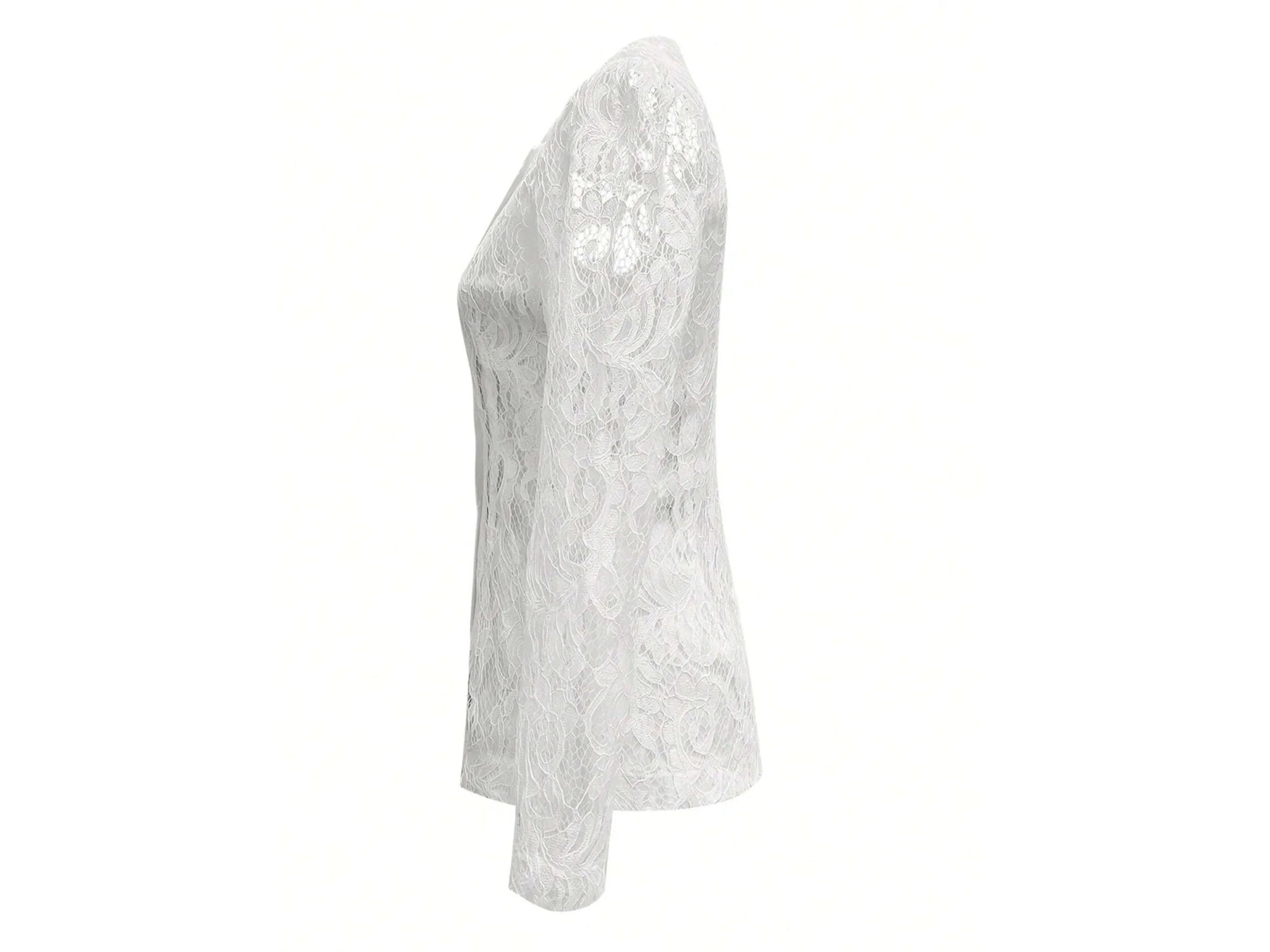 Floral Pattern Lace Single - Breasted Blazer - Simply Just Deals LLCFloral Pattern Lace Single - Breasted Blazer100100141538636WhiteS1607e099aa284338818402cbc8f8ab3d - Max - Origin