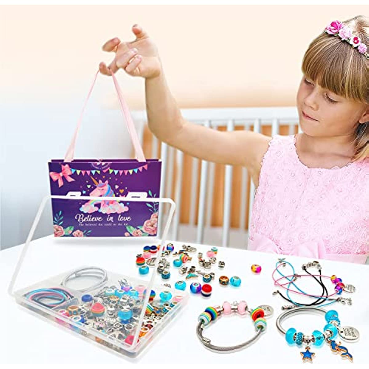 For Girls Teens Age 8 - 12, Unicorn/Mermaid Beads Charm Bracelet Making Kit, Jewelry Making Supplies Crafts Gifts Set for Christmas Halloween - Simply Just Deals LLCFor Girls Teens Age 8 - 12, Unicorn/Mermaid Beads Charm Bracelet Making Kit, Jewelry Making Supplies Crafts Gifts Set for Christmas Halloween23877ColorFor Girls Teens Age 8 - 12, Unicorn/Mermaid Beads Charm Bracelet Making Kit, Jewelry Making Supplies Crafts Gifts Set for Christmas Halloween