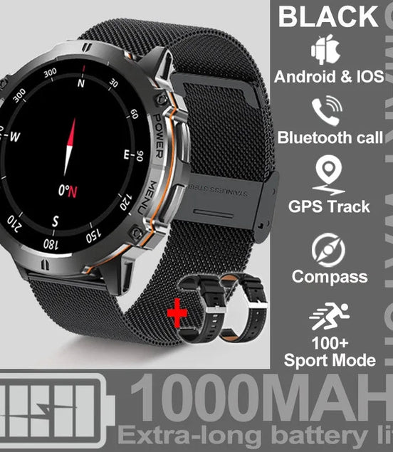 For XIAOMI 1000MAH endurance Sport Smart Watch Men 1.73 - inch HD Screen GPS tracker Compass Bluetooth Call Waterproof Smart Watch - Simply Just Deals LLCFor XIAOMI 1000MAH endurance Sport Smart Watch Men 1.73 - inch HD Screen GPS tracker Compass Bluetooth Call Waterproof Smart Watch14:350850Black Mesh Belt 2A;5:100009342GPS Smart WatchBlack Mesh Belt 2AGPS Smart WatchFor XIAOMI 1000MAH endurance Sport Smart Watch Men 1.73 - inch HD Screen GPS tracker Compass Bluetooth Call Waterproof Smart Watc
