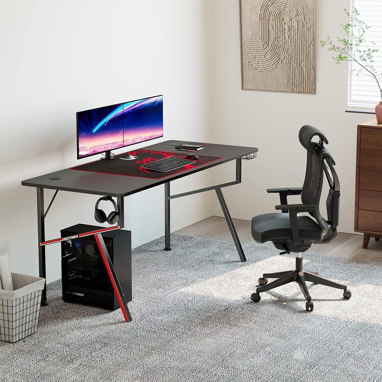 Gaming Computer Desk 63 Inch, Large Home Office Study Writing Computer Desk, K - Frame Gaming Table with Handle Rack Cup Holder Headphone Hook Mouse Pad & Socket Box, Black - Simply Just Deals LLCGaming Computer Desk 63 Inch, Large Home Office Study Writing Computer Desk, K - Frame Gaming Table with Handle Rack Cup Holder Headphone Hook Mouse Pad & Socket Box, Black1469fa60-26c3-4ea3-bba9-40335d027587Gaming Computer Desk 63 Inch, Large Home Office Study Writing Computer Desk, K - Frame Gaming Ta