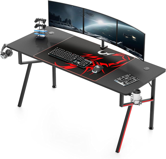 Gaming Computer Desk 63 Inch, Large Home Office Study Writing Computer Desk, K - Frame Gaming Table with Handle Rack Cup Holder Headphone Hook Mouse Pad & Socket Box, Black - Simply Just Deals LLCGaming Computer Desk 63 Inch, Large Home Office Study Writing Computer Desk, K - Frame Gaming Table with Handle Rack Cup Holder Headphone Hook Mouse Pad & Socket Box, Black1469fa60-26c3-4ea3-bba9-40335d027587Gaming Computer Desk 63 Inch, Large Home Office Study Writing Computer Desk, K - Frame Gaming Ta