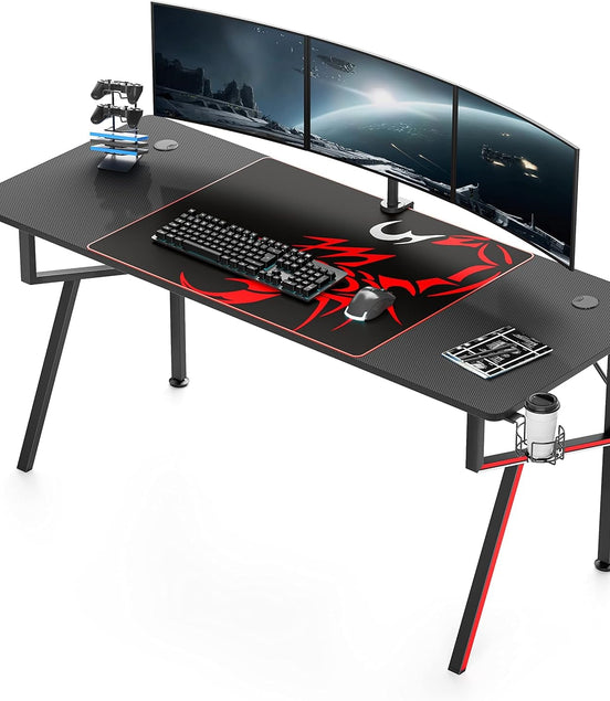 Gaming Computer Desk 63 Inch, Large Home Office Study Writing Computer Desk, K - Frame Gaming Table with Handle Rack Cup Holder Headphone Hook Mouse Pad & Socket Box, Black - Simply Just Deals LLCGaming Computer Desk 63 Inch, Large Home Office Study Writing Computer Desk, K - Frame Gaming Table with Handle Rack Cup Holder Headphone Hook Mouse Pad & Socket Box, Black1469fa60-26c3-4ea3-bba9-40335d027587Gaming Computer Desk 63 Inch, Large Home Office Study Writing Computer Desk, K - Frame Gaming Ta
