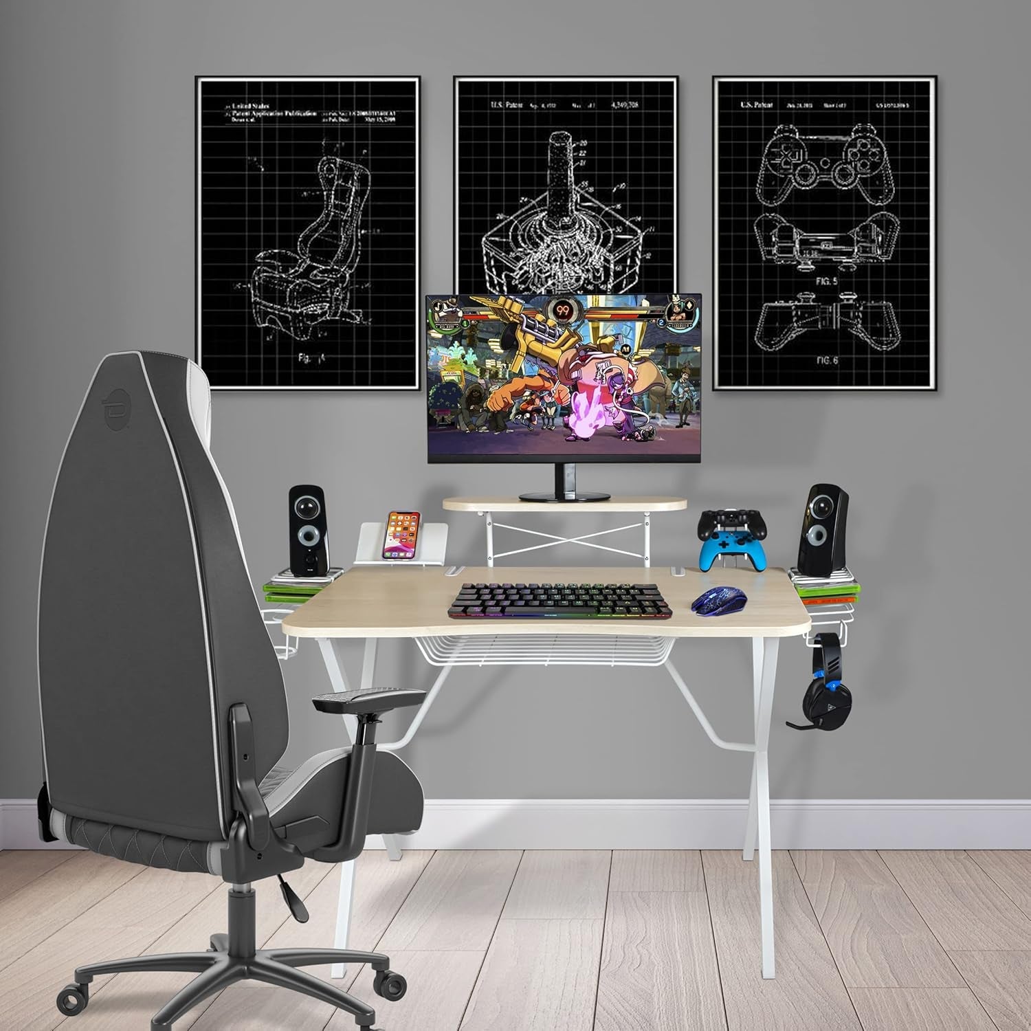 Gaming Desk Pro – Woodgrain Laminated Desktop, Heavy - Duty X - Legs, Detachable Monitor Platform, Tablet/Cell Phone Holder, Speaker Stands, Console Controller Rack, PN 33908142 - White - Simply Just Deals LLCGaming Desk Pro – Woodgrain Laminated Desktop, Heavy - Duty X - Legs, Detachable Monitor Platform, Tablet/Cell Phone Holder, Speaker Stands, Console Controller Rack, PN 33908142 - White046bc526-93f0-4103-b1e3-b93a834a7d0dGaming Desk Pro – Woodgrain Laminated Desktop, Heavy - Duty X - Legs, 