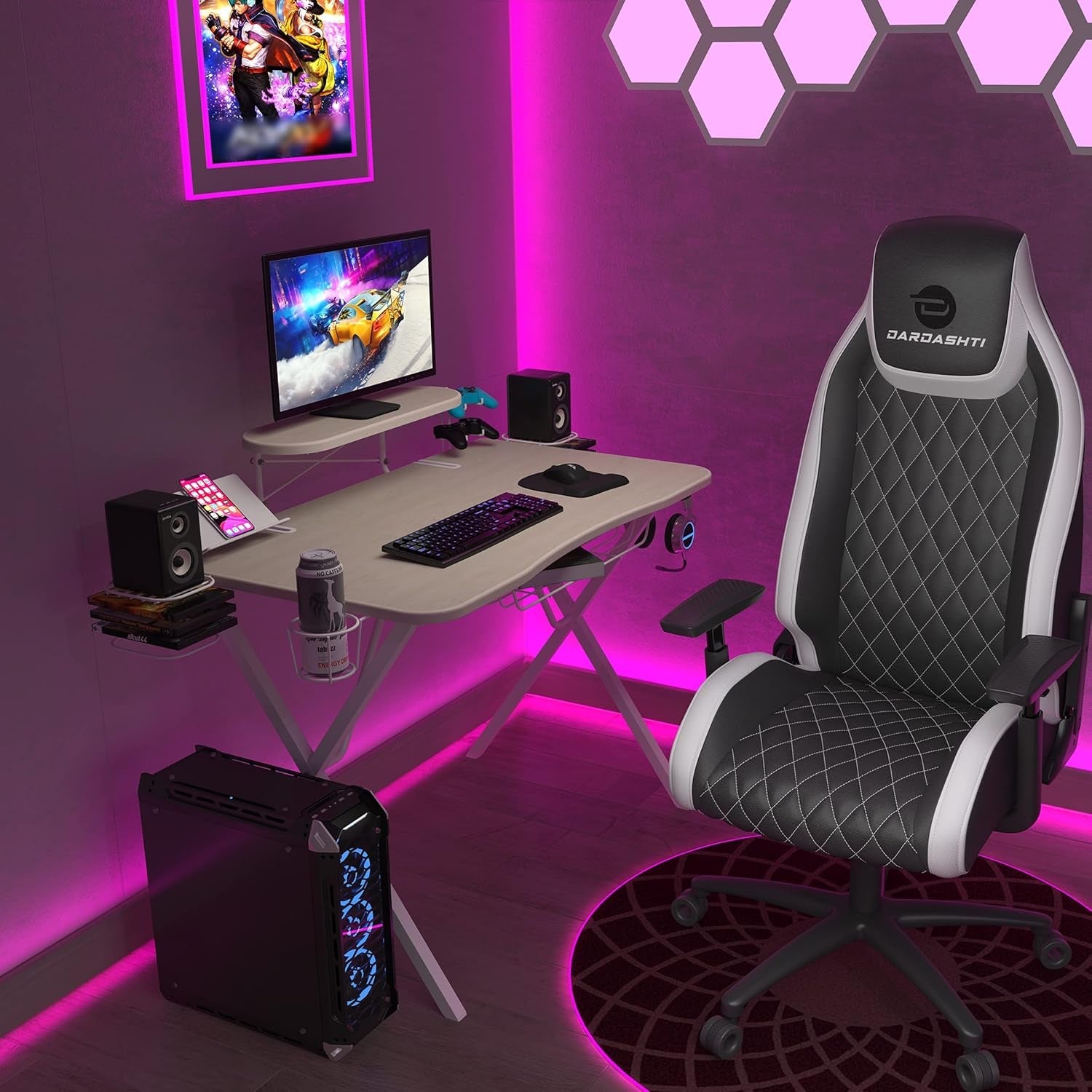 Gaming Desk Pro – Woodgrain Laminated Desktop, Heavy - Duty X - Legs, Detachable Monitor Platform, Tablet/Cell Phone Holder, Speaker Stands, Console Controller Rack, PN 33908142 - White - Simply Just Deals LLCGaming Desk Pro – Woodgrain Laminated Desktop, Heavy - Duty X - Legs, Detachable Monitor Platform, Tablet/Cell Phone Holder, Speaker Stands, Console Controller Rack, PN 33908142 - White046bc526-93f0-4103-b1e3-b93a834a7d0dGaming Desk Pro – Woodgrain Laminated Desktop, Heavy - Duty X - Legs, 