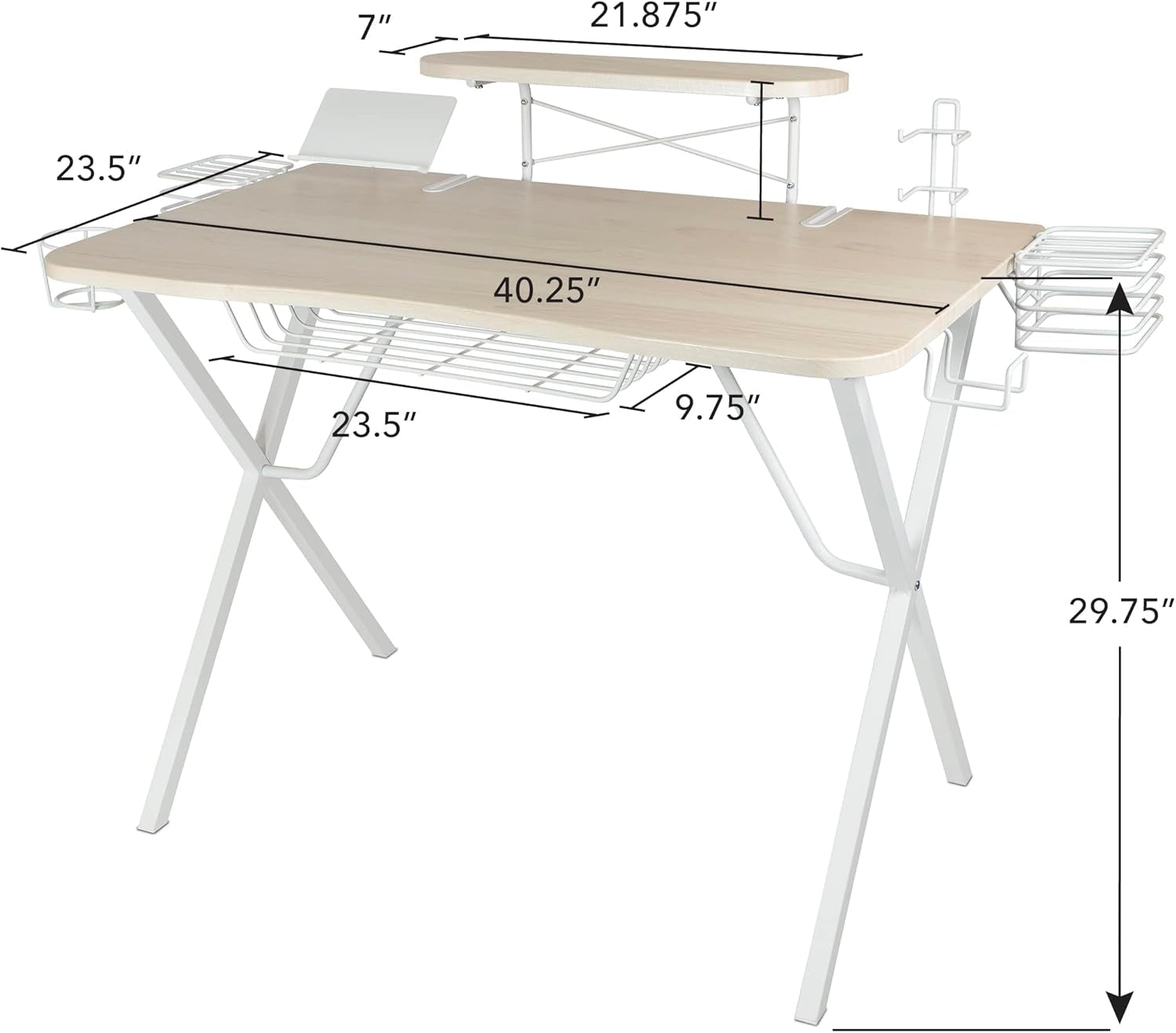 Gaming Desk Pro – Woodgrain Laminated Desktop, Heavy - Duty X - Legs, Detachable Monitor Platform, Tablet/Cell Phone Holder, Speaker Stands, Console Controller Rack, PN 33908142 - White - Simply Just Deals LLCGaming Desk Pro – Woodgrain Laminated Desktop, Heavy - Duty X - Legs, Detachable Monitor Platform, Tablet/Cell Phone Holder, Speaker Stands, Console Controller Rack, PN 33908142 - White046bc526-93f0-4103-b1e3-b93a834a7d0dGaming Desk Pro – Woodgrain Laminated Desktop, Heavy - Duty X - Legs, 