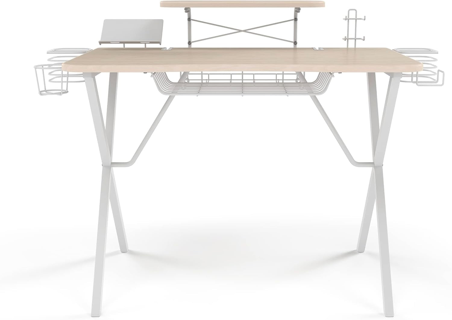 Gaming Desk Pro – Woodgrain Laminated Desktop, Heavy - Duty X - Legs, Detachable Monitor Platform, Tablet/Cell Phone Holder, Speaker Stands, Console Controller Rack, PN 33908142 - White - Simply Just Deals LLCGaming Desk Pro – Woodgrain Laminated Desktop, Heavy - Duty X - Legs, Detachable Monitor Platform, Tablet/Cell Phone Holder, Speaker Stands, Console Controller Rack, PN 33908142 - White046bc526-93f0-4103-b1e3-b93a834a7d0dGaming Desk Pro – Woodgrain Laminated Desktop, Heavy - Duty X - Legs, 