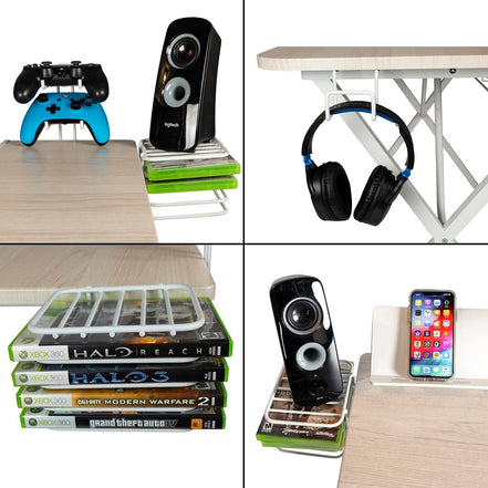 Gaming Desk Pro – Woodgrain Laminated Desktop, Heavy - Duty X - Legs, Detachable Monitor Platform, Tablet/Cell Phone Holder, Speaker Stands, Console Controller Rack, PN 33908142 - White - Simply Just Deals LLCGaming Desk Pro – Woodgrain Laminated Desktop, Heavy - Duty X - Legs, Detachable Monitor Platform, Tablet/Cell Phone Holder, Speaker Stands, Console Controller Rack, PN 33908142 - White046bc526-93f0-4103-b1e3-b93a834a7d0dGaming Desk Pro – Woodgrain Laminated Desktop, Heavy - Duty X - Legs, 