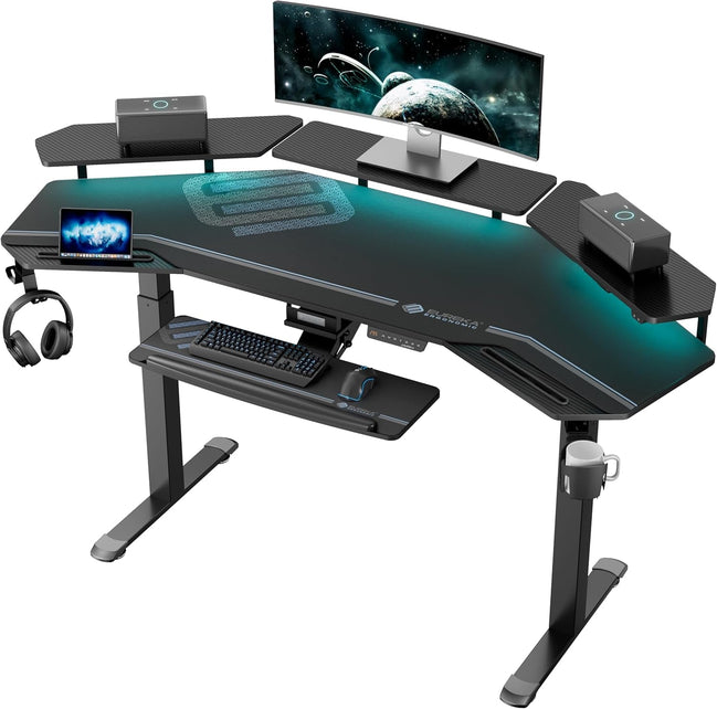 Gaming Desk, Standing Desk W Keyboard Tray, 72" Wing Shaped Music Studio Table with LED Shelves, Gaming Recording Live Stream, Slot Design - Simply Just Deals LLCGaming Desk, Standing Desk W Keyboard Tray, 72" Wing Shaped Music Studio Table with LED Shelves, Gaming Recording Live Stream, Slot Design67a3e90b-74b1-43ab-b067-e8adb6c682f0BlackWith Accessories SetGaming Desk, Standing Desk W Keyboard Tray, 72" Wing Shaped Music Studio Table with LED Shelves, Gaming Recording Live Stream, Slot Design