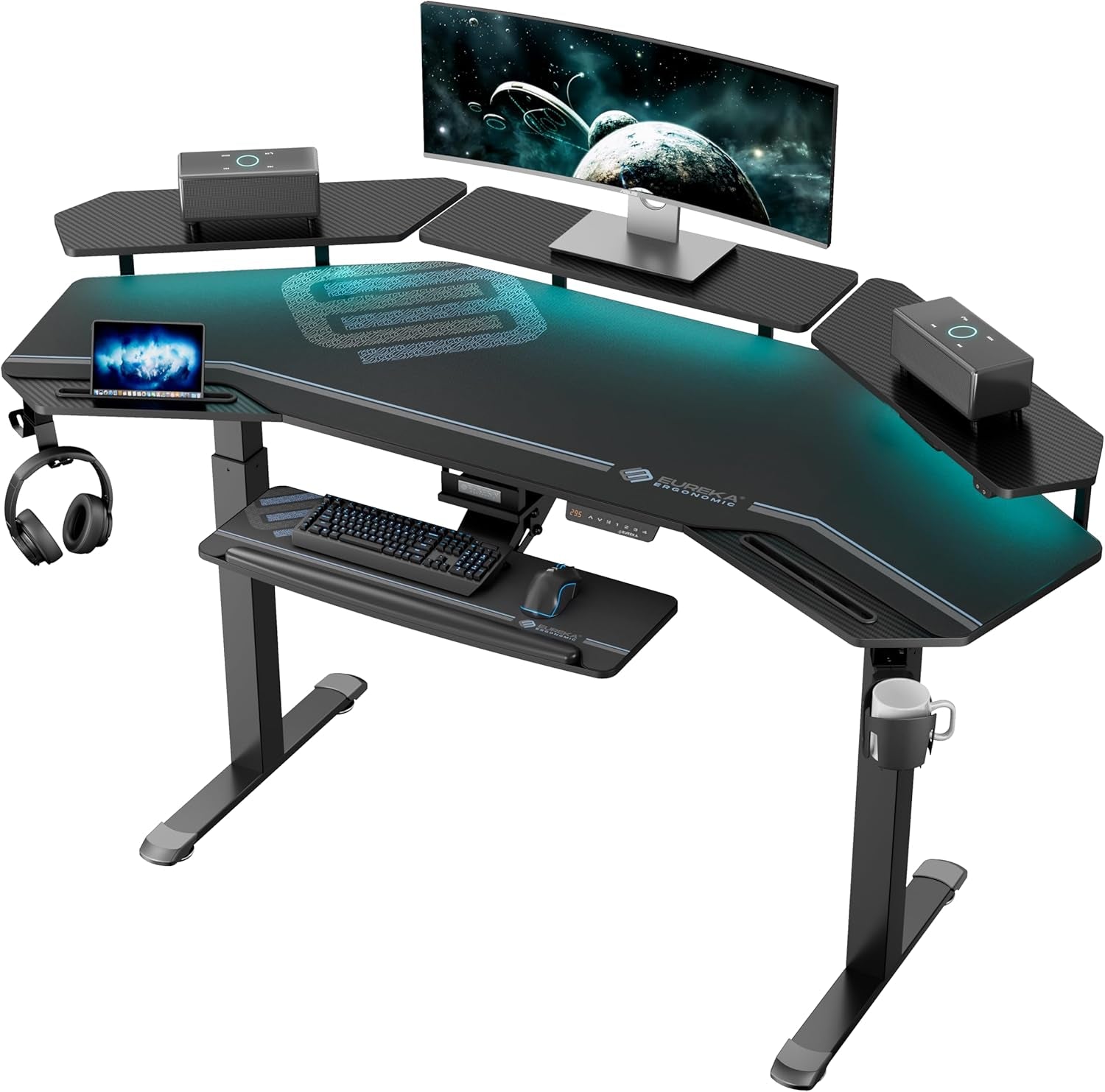 Gaming Desk, Standing Desk W Keyboard Tray, 72
