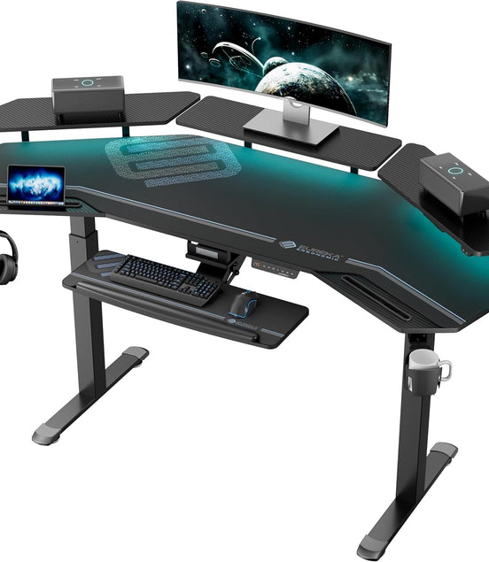 Gaming Desk, Standing Desk W Keyboard Tray, 72" Wing Shaped Music Studio Table with LED Shelves, Gaming Recording Live Stream, Slot Design - Simply Just Deals LLCGaming Desk, Standing Desk W Keyboard Tray, 72" Wing Shaped Music Studio Table with LED Shelves, Gaming Recording Live Stream, Slot Design67a3e90b-74b1-43ab-b067-e8adb6c682f0BlackWith Accessories SetGaming Desk, Standing Desk W Keyboard Tray, 72" Wing Shaped Music Studio Table with LED Shelves, Gaming Recording Live Stream, Slot Design
