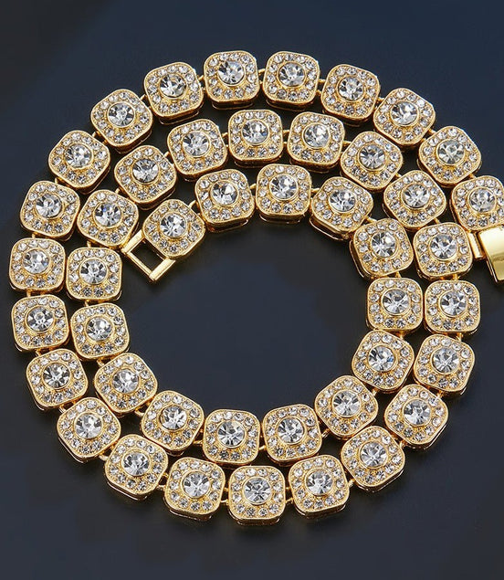 Hip Hop Square Diamond Necklace - Simply Just Deals LLCHip Hop Square Diamond NecklaceCJLX254181906FUGolden Rock Candy Chain20cmHip Hop Square Diamond Necklace
