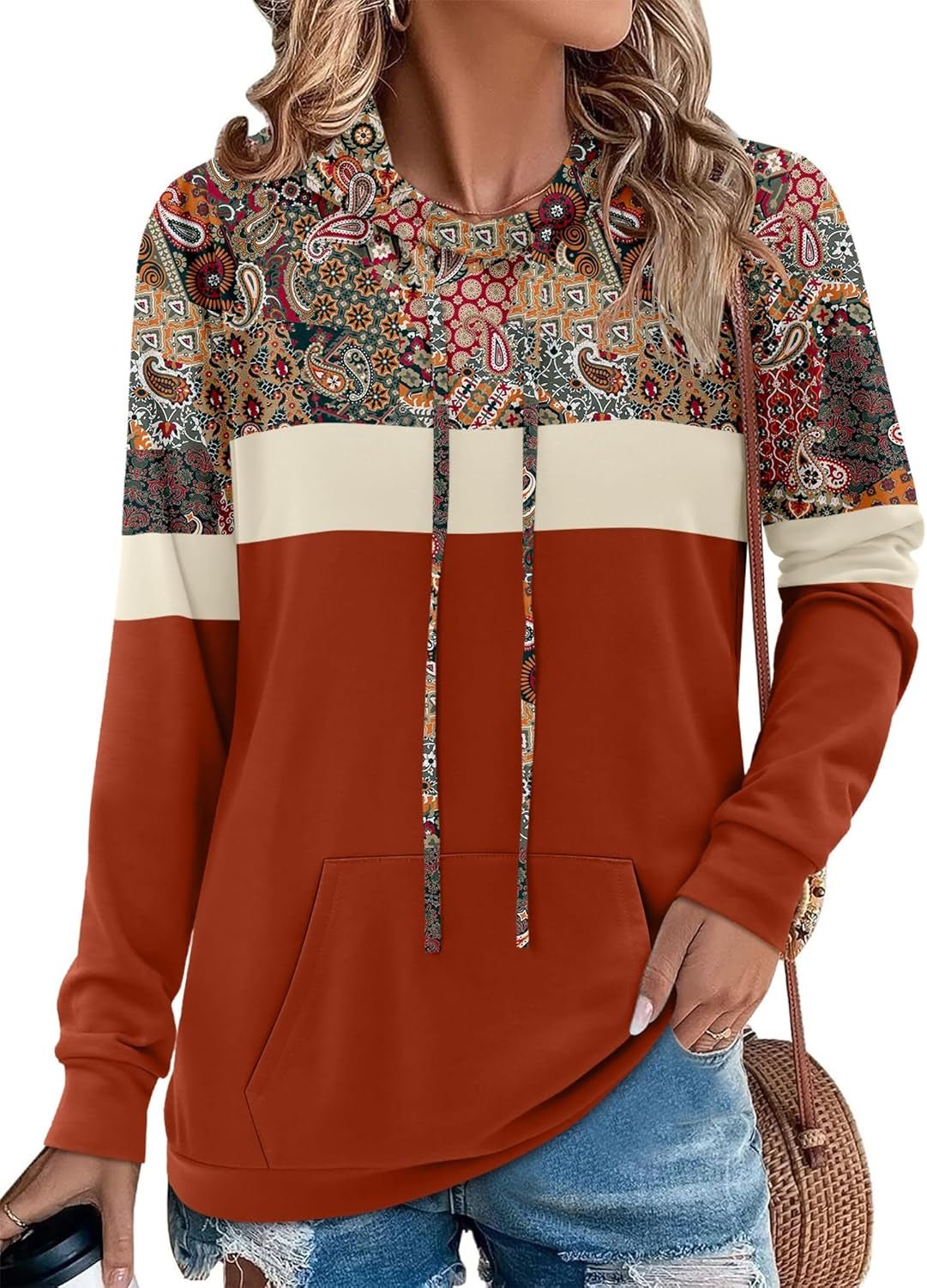 Hoodies for Women Camo Leopard Print Tops Pullover Hooded Sweatshirt Drawstring with Pocket - Simply Just Deals LLCHoodies for Women Camo Leopard Print Tops Pullover Hooded Sweatshirt Drawstring with Pocket66674a78-6370-4792-a69c-1a4540c89b2d6 - Orange PaisleySmallHoodies for Women Camo Leopard Print Tops Pullover Hooded Sweatshirt Drawstring with Pocket