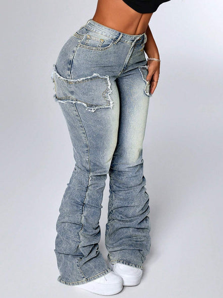 ICON Women'S Patchwork Fringe Ruffle Flare Fashionable Casual Versatile Stacked Jeans - Simply Just Deals LLCICON Women'S Patchwork Fringe Ruffle Flare Fashionable Casual Versatile Stacked Jeans10a8f0c2-7c06-432b-8283-bbf66c4cdd9aBlue28ICON Women'S Patchwork Fringe Ruffle Flare Fashionable Casual Versatile Stacked Jeans