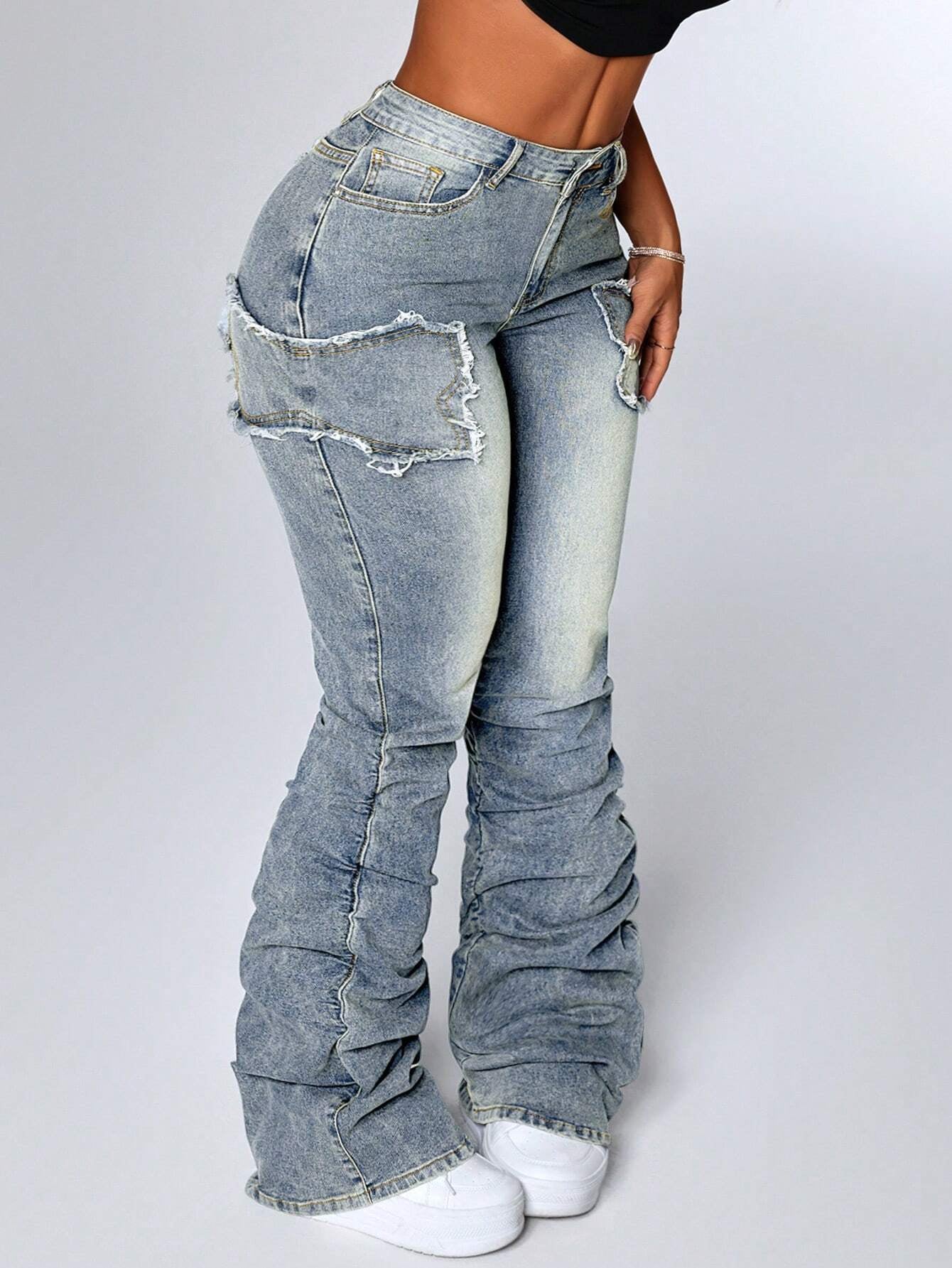 ICON Women'S Patchwork Fringe Ruffle Flare Fashionable Casual Versatile Stacked Jeans - Simply Just Deals LLCICON Women'S Patchwork Fringe Ruffle Flare Fashionable Casual Versatile Stacked Jeans10a8f0c2-7c06-432b-8283-bbf66c4cdd9aBlue28ICON Women'S Patchwork Fringe Ruffle Flare Fashionable Casual Versatile Stacked Jeans