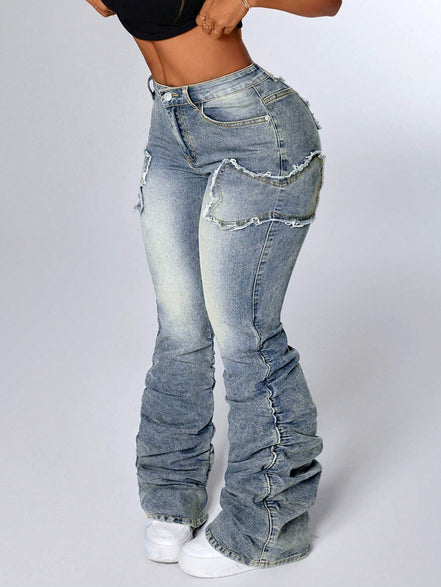 ICON Women'S Patchwork Fringe Ruffle Flare Fashionable Casual Versatile Stacked Jeans - Simply Just Deals LLCICON Women'S Patchwork Fringe Ruffle Flare Fashionable Casual Versatile Stacked Jeans10a8f0c2-7c06-432b-8283-bbf66c4cdd9aBlue28ICON Women'S Patchwork Fringe Ruffle Flare Fashionable Casual Versatile Stacked Jeans