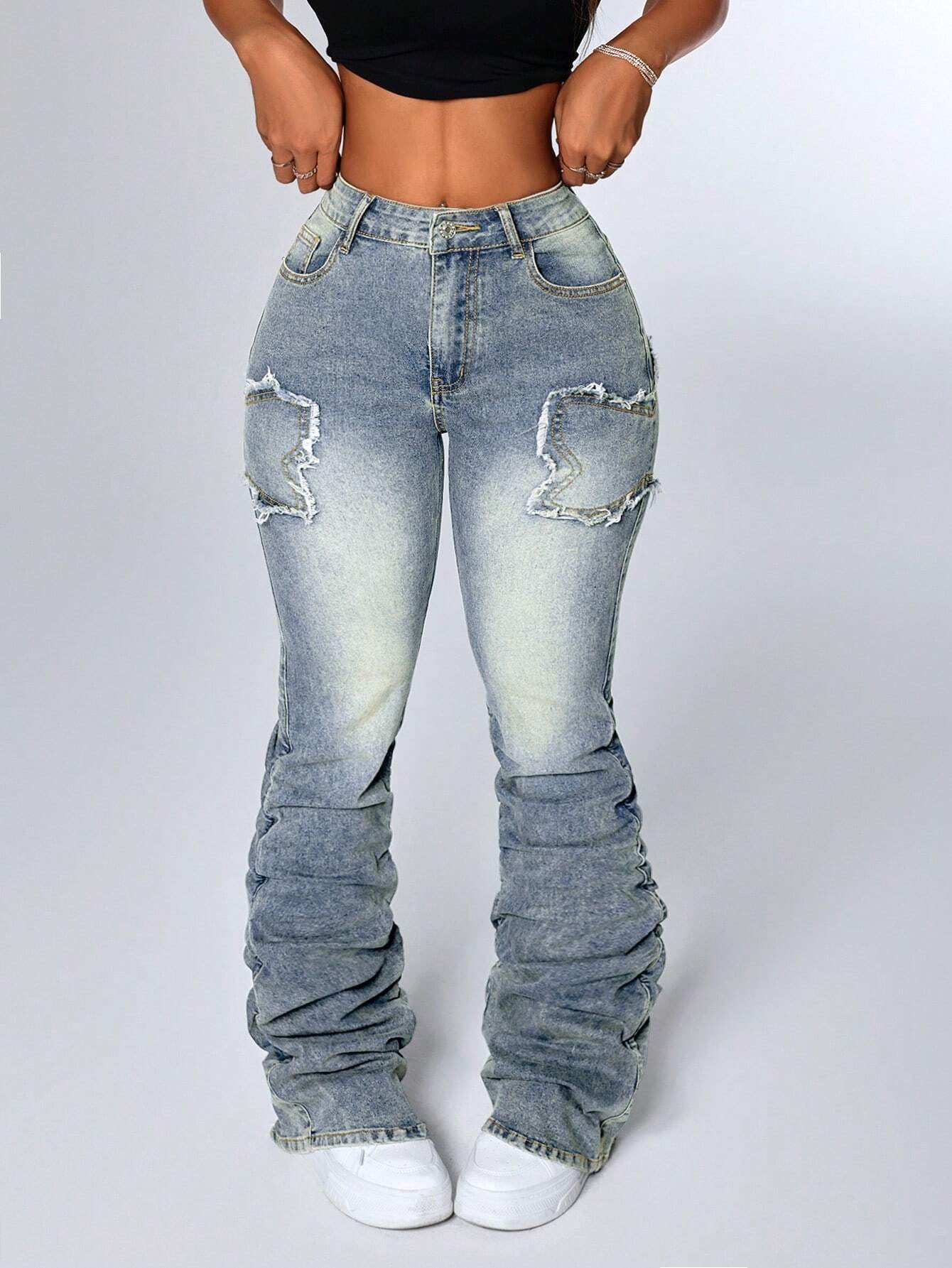 ICON Women'S Patchwork Fringe Ruffle Flare Fashionable Casual Versatile Stacked Jeans - Simply Just Deals LLCICON Women'S Patchwork Fringe Ruffle Flare Fashionable Casual Versatile Stacked Jeans10a8f0c2-7c06-432b-8283-bbf66c4cdd9aBlue28ICON Women'S Patchwork Fringe Ruffle Flare Fashionable Casual Versatile Stacked Jeans