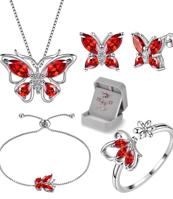January Birthstone Jewelry Set Red Butterfly Garnet Fine Necklace/Earrings/Ring/Bracelet Sterling Silver Women Xmas Birthday Mother'S Day Gifts - Simply Just Deals LLCJanuary Birthstone Jewelry Set Red Butterfly Garnet Fine Necklace/Earrings/Ring/Bracelet Sterling Silver Women Xmas Birthday Mother'S Day Giftsbc5950c7-dba7-4fe3-b8df-e4e6aba240691.January Garnet RedButterfly (Set 4)January Birthstone Jewelry Set Red Butterfly Garnet Fine Necklace/Earrings/Ring/Bracelet Sterling Silver Women Xmas B