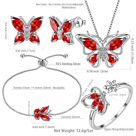January Birthstone Jewelry Set Red Butterfly Garnet Fine Necklace/Earrings/Ring/Bracelet Sterling Silver Women Xmas Birthday Mother'S Day Gifts - Simply Just Deals LLCJanuary Birthstone Jewelry Set Red Butterfly Garnet Fine Necklace/Earrings/Ring/Bracelet Sterling Silver Women Xmas Birthday Mother'S Day Giftsbc5950c7-dba7-4fe3-b8df-e4e6aba240691.January Garnet RedButterfly (Set 4)January Birthstone Jewelry Set Red Butterfly Garnet Fine Necklace/Earrings/Ring/Bracelet Sterling Silver Women Xmas B