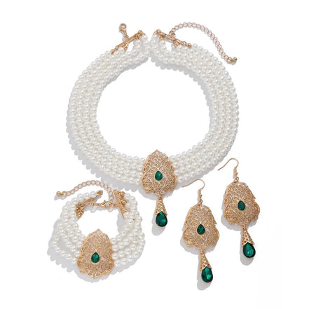 KunJoe Luxury Multilayer Imitation Pearl Necklace Bracelet Earring Women Water Drop Green Rhinestone Choker Wedding Jewelry Set - Simply Just Deals LLCKunJoe Luxury Multilayer Imitation Pearl Necklace Bracelet Earring Women Water Drop Green Rhinestone Choker Wedding Jewelry Set200001033:2000037570505KunJoe Luxury Multilayer Imitation Pearl Necklace Bracelet Earring Women Water Drop Green Rhinestone Choker Wedding Jewelry Set