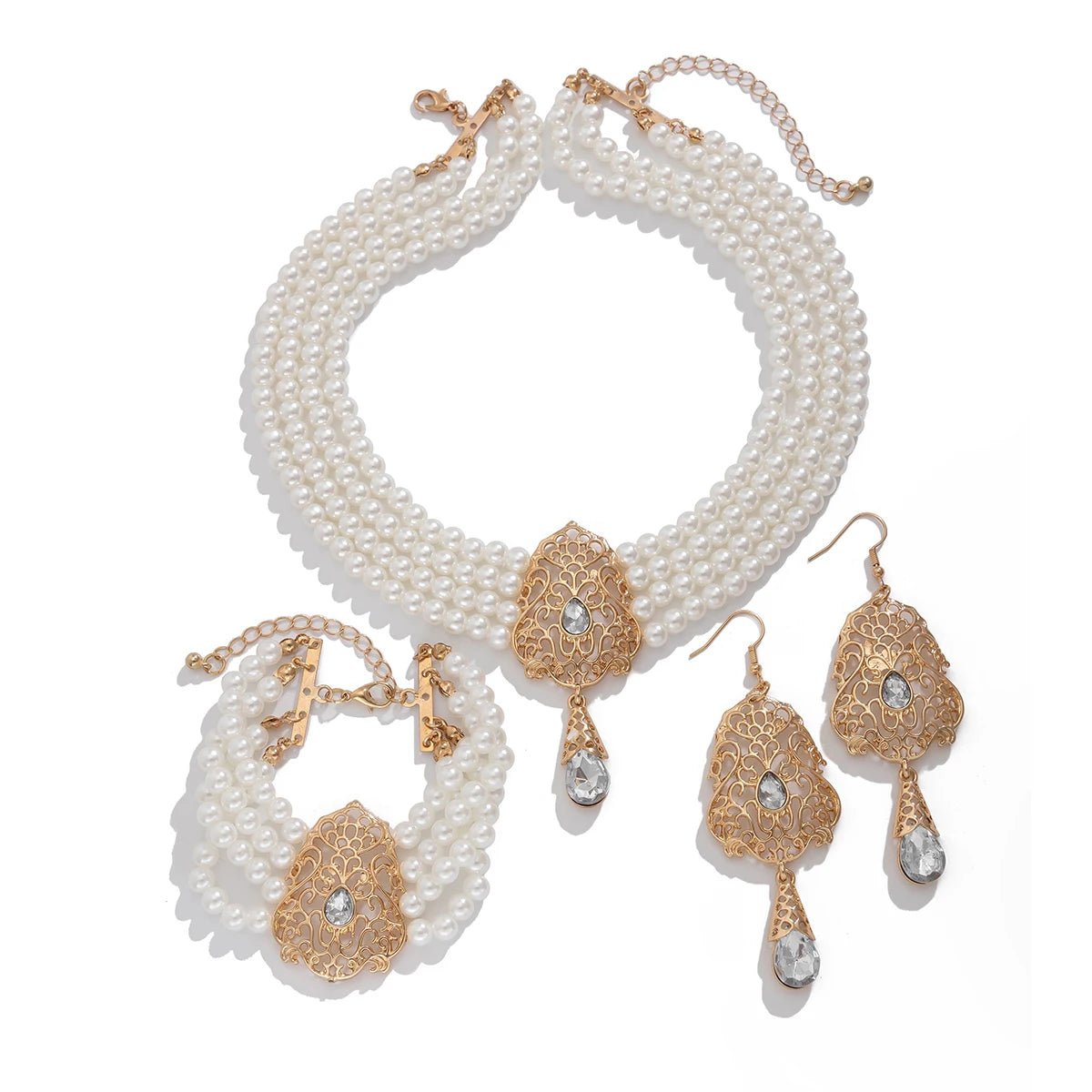 KunJoe Luxury Multilayer Imitation Pearl Necklace Bracelet Earring Women Water Drop Green Rhinestone Choker Wedding Jewelry Set - Simply Just Deals LLCKunJoe Luxury Multilayer Imitation Pearl Necklace Bracelet Earring Women Water Drop Green Rhinestone Choker Wedding Jewelry Set200001033:2000037570505KunJoe Luxury Multilayer Imitation Pearl Necklace Bracelet Earring Women Water Drop Green Rhinestone Choker Wedding Jewelry Set