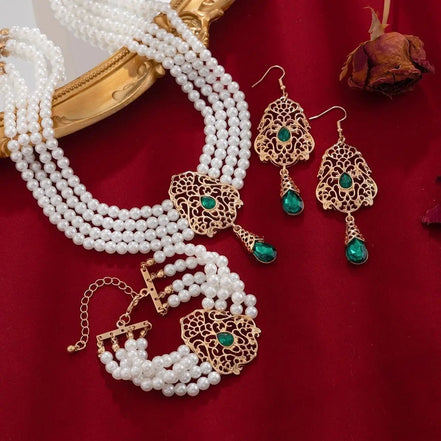 KunJoe Luxury Multilayer Imitation Pearl Necklace Bracelet Earring Women Water Drop Green Rhinestone Choker Wedding Jewelry Set - Simply Just Deals LLCKunJoe Luxury Multilayer Imitation Pearl Necklace Bracelet Earring Women Water Drop Green Rhinestone Choker Wedding Jewelry Set200001033:2000037570505KunJoe Luxury Multilayer Imitation Pearl Necklace Bracelet Earring Women Water Drop Green Rhinestone Choker Wedding Jewelry Set