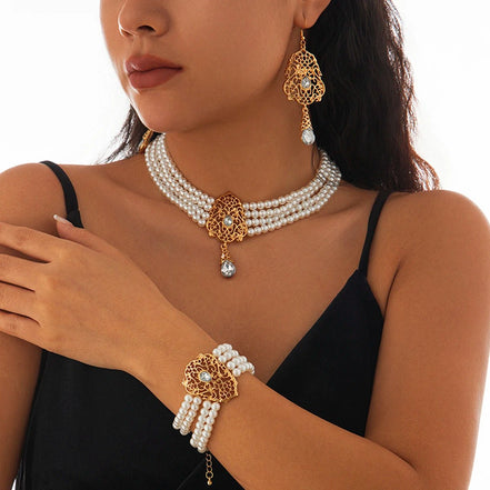 KunJoe Luxury Multilayer Imitation Pearl Necklace Bracelet Earring Women Water Drop Green Rhinestone Choker Wedding Jewelry Set - Simply Just Deals LLCKunJoe Luxury Multilayer Imitation Pearl Necklace Bracelet Earring Women Water Drop Green Rhinestone Choker Wedding Jewelry Set200001033:2000037570505KunJoe Luxury Multilayer Imitation Pearl Necklace Bracelet Earring Women Water Drop Green Rhinestone Choker Wedding Jewelry Set