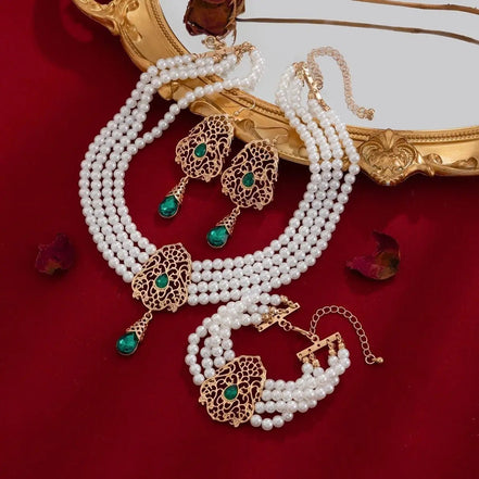 KunJoe Luxury Multilayer Imitation Pearl Necklace Bracelet Earring Women Water Drop Green Rhinestone Choker Wedding Jewelry Set - Simply Just Deals LLCKunJoe Luxury Multilayer Imitation Pearl Necklace Bracelet Earring Women Water Drop Green Rhinestone Choker Wedding Jewelry Set200001033:2000037570505KunJoe Luxury Multilayer Imitation Pearl Necklace Bracelet Earring Women Water Drop Green Rhinestone Choker Wedding Jewelry Set