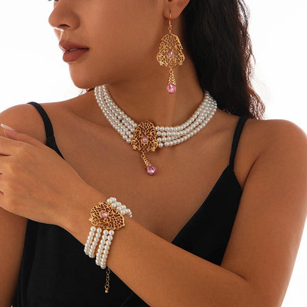 KunJoe Luxury Multilayer Imitation Pearl Necklace Bracelet Earring Women Water Drop Green Rhinestone Choker Wedding Jewelry Set - Simply Just Deals LLCKunJoe Luxury Multilayer Imitation Pearl Necklace Bracelet Earring Women Water Drop Green Rhinestone Choker Wedding Jewelry Set200001033:2000037570505KunJoe Luxury Multilayer Imitation Pearl Necklace Bracelet Earring Women Water Drop Green Rhinestone Choker Wedding Jewelry Set