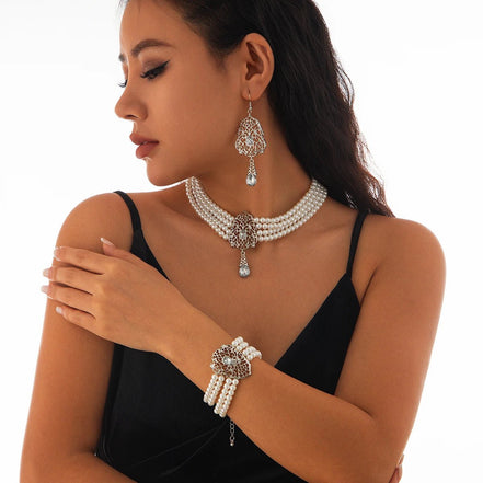 KunJoe Luxury Multilayer Imitation Pearl Necklace Bracelet Earring Women Water Drop Green Rhinestone Choker Wedding Jewelry Set - Simply Just Deals LLCKunJoe Luxury Multilayer Imitation Pearl Necklace Bracelet Earring Women Water Drop Green Rhinestone Choker Wedding Jewelry Set200001033:2000037570505KunJoe Luxury Multilayer Imitation Pearl Necklace Bracelet Earring Women Water Drop Green Rhinestone Choker Wedding Jewelry Set