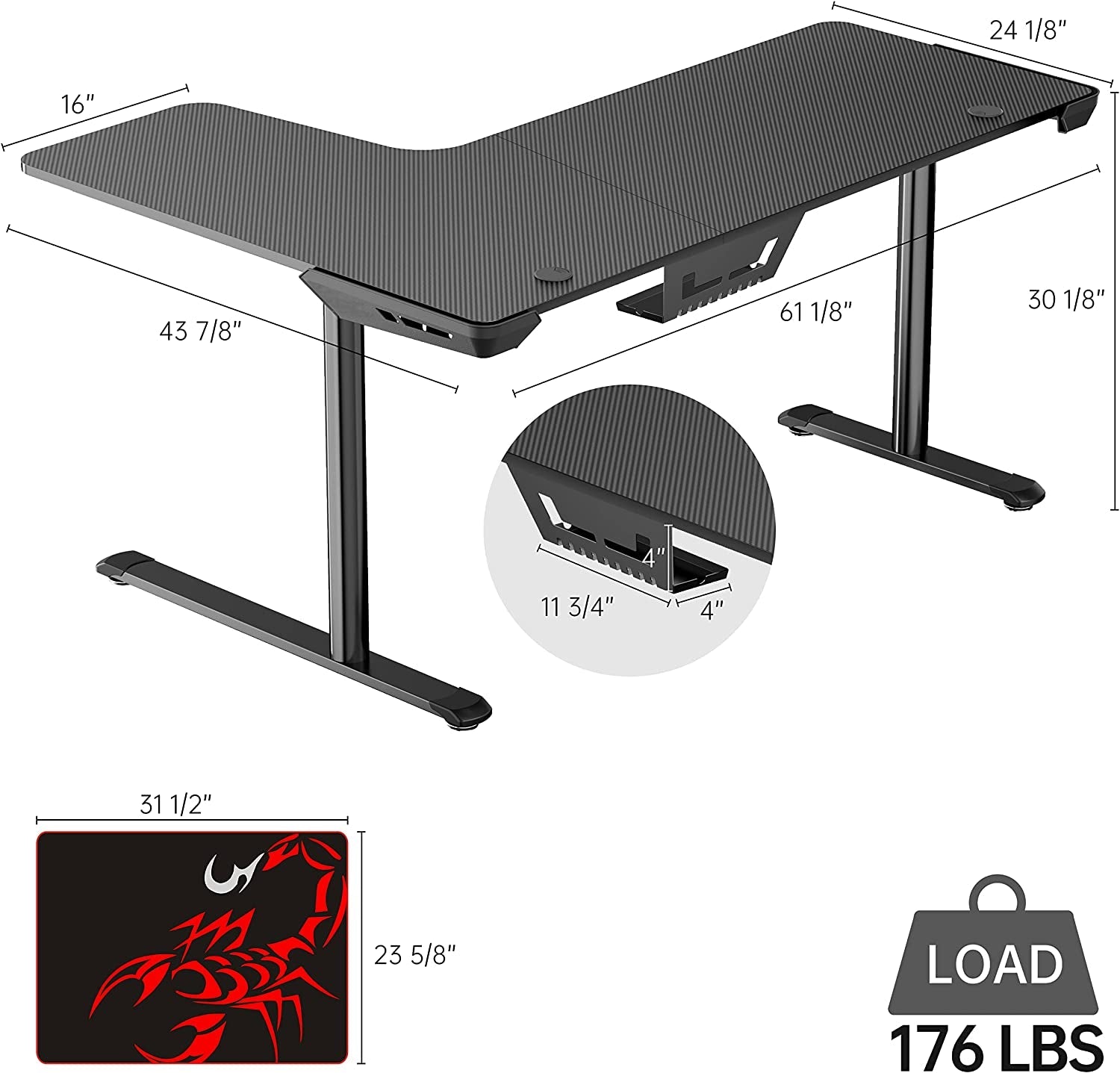 L Shaped Gaming Desk, 60 Inch L60 Home Office Corner PC Computer Gamer Table Large Writing Workstation Gifts W Mouse Pad Cable Management, Space Saving, Easy to Assemble, Right Black - Simply Just Deals LLCL Shaped Gaming Desk, 60 Inch L60 Home Office Corner PC Computer Gamer Table Large Writing Workstation Gifts W Mouse Pad Cable Management, Space Saving, Easy to Assemble, Right Black823ab7ae-a81f-4a3c-b9cf-124bb44479c4BlackRight SideL Shaped Gaming Desk, 60 Inch L60 Home Office Corner PC Compu