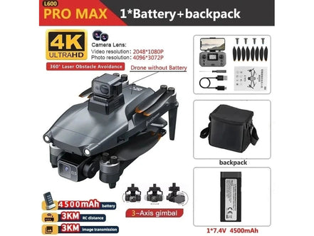 L600 PRO MAX GPS Drone Professional 4K 3 - Axis PTZ HD Dual Camera Obstacle Avoidance Brushless Motor 5G WIFI RC Quadcopter Toys - Simply Just Deals LLCL600 PRO MAX GPS Drone Professional 4K 3 - Axis PTZ HD Dual Camera Obstacle Avoidance Brushless Motor 5G WIFI RC Quadcopter ToysAircrafts and War Planes1429PROMAXOAS4K1BPRO MAX OAS 4K 1BL600 PRO MAX GPS Drone Professional 4K 3 - Axis PTZ HD Dual Camera Obstacle Avoidance Brushless Motor 5G WIFI RC Quadcopter Toys