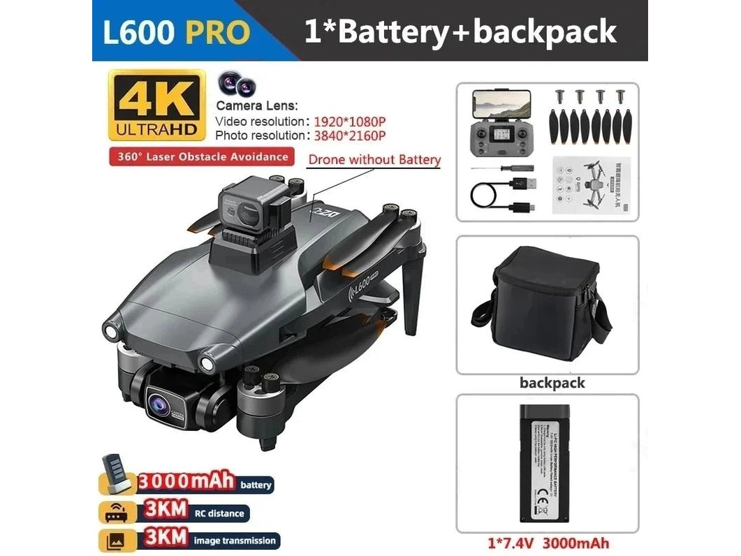 L600 PRO MAX GPS Drone Professional 4K 3 - Axis PTZ HD Dual Camera Obstacle Avoidance Brushless Motor 5G WIFI RC Quadcopter Toys - Simply Just Deals LLCL600 PRO MAX GPS Drone Professional 4K 3 - Axis PTZ HD Dual Camera Obstacle Avoidance Brushless Motor 5G WIFI RC Quadcopter ToysAircrafts and War Planes14100018786L600PROOAS4K1BL600 PRO OAS 4K 1BL600 PRO MAX GPS Drone Professional 4K 3 - Axis PTZ HD Dual Camera Obstacle Avoidance Brushless Motor 5G WIFI RC Quadcopter Toys
