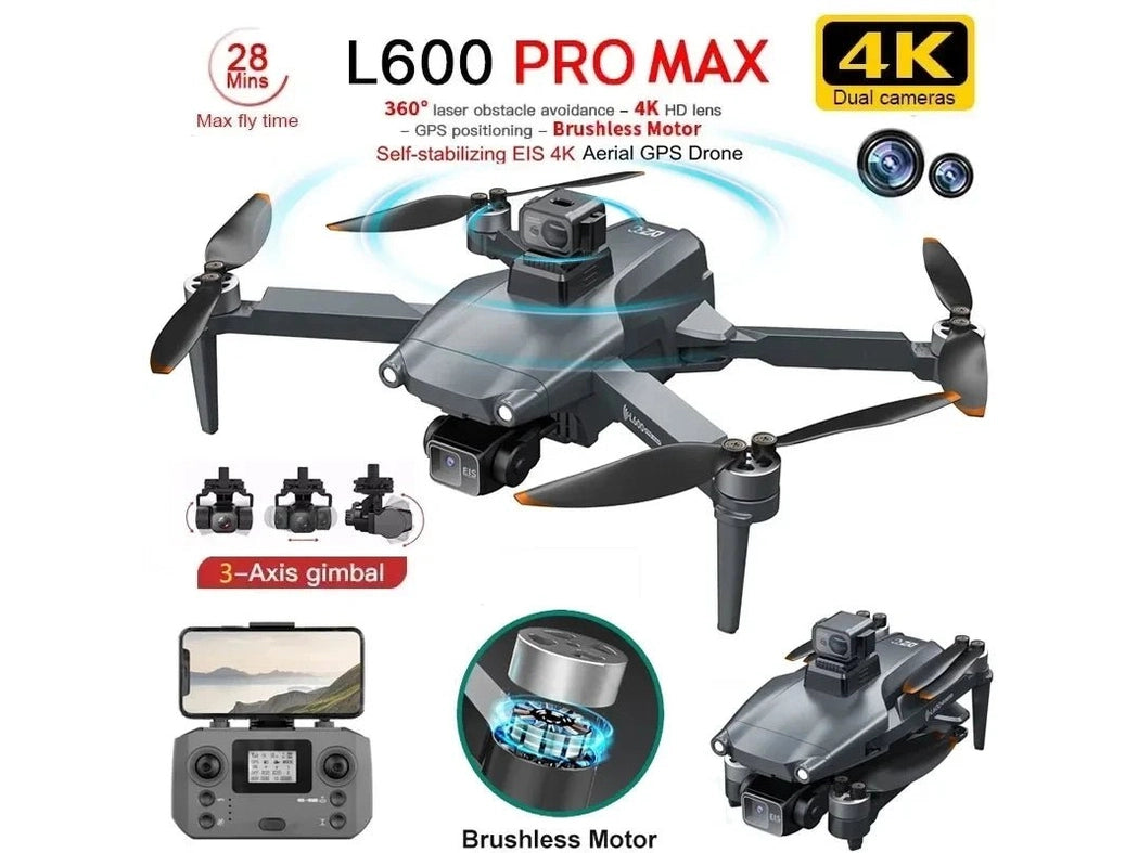 L600 PRO MAX GPS Drone Professional 4K 3 - Axis PTZ HD Dual Camera Obstacle Avoidance Brushless Motor 5G WIFI RC Quadcopter Toys - Simply Just Deals LLCL600 PRO MAX GPS Drone Professional 4K 3 - Axis PTZ HD Dual Camera Obstacle Avoidance Brushless Motor 5G WIFI RC Quadcopter ToysAircrafts and War Planes1429PROMAXOAS4K1BPRO MAX OAS 4K 1BL600 PRO MAX GPS Drone Professional 4K 3 - Axis PTZ HD Dual Camera Obstacle Avoidance Brushless Motor 5G WIFI RC Quadcopter Toys