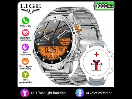 LIGE 2025 New For HUAWEI Xiaomi 1000mah AMOLED Smart Watch Men Sports Fitness LED Flashlight 3ATM Waterproof BT Call Smartwatch - Simply Just Deals LLCLIGE 2025 New For HUAWEI Xiaomi 1000mah AMOLED Smart Watch Men Sports Fitness LED Flashlight 3ATM Waterproof BT Call Smartwatch14:173Steel silverSteel silverLIGE 2025 New For HUAWEI Xiaomi 1000mah AMOLED Smart Watch Men Sports Fitness LED Flashlight 3ATM Waterproof BT Call Smartwatch