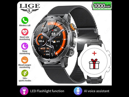 LIGE 2025 New For HUAWEI Xiaomi 1000mah AMOLED Smart Watch Men Sports Fitness LED Flashlight 3ATM Waterproof BT Call Smartwatch - Simply Just Deals LLCLIGE 2025 New For HUAWEI Xiaomi 1000mah AMOLED Smart Watch Men Sports Fitness LED Flashlight 3ATM Waterproof BT Call Smartwatch14:175Mesh blackMesh blackLIGE 2025 New For HUAWEI Xiaomi 1000mah AMOLED Smart Watch Men Sports Fitness LED Flashlight 3ATM Waterproof BT Call Smartwatch