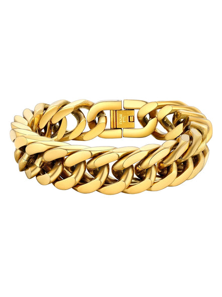 Men Stainless Steel 17Mm Cuban Chain Bracelets Hip Pop Chunky Franco Gold Plated Chain Bracelet 7.5 Inch Chains Jewelry Birthday Teen Graduation Father'S Day Gifts - Simply Just Deals LLCMen Stainless Steel 17Mm Cuban Chain Bracelets Hip Pop Chunky Franco Gold Plated Chain Bracelet 7.5 Inch Chains Jewelry Birthday Teen Graduation Father'S Day Gifts4b8f7699-f8a5-4072-93a7-efe512e215027.5 In17 Mm01. 14K Gold PlatedMen Stainless Steel 17Mm Cuban Chain Bracelets Hip Pop Chunky Franco Gold Plated Cha