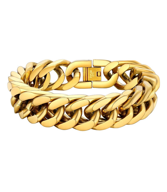 Men Stainless Steel 17Mm Cuban Chain Bracelets Hip Pop Chunky Franco Gold Plated Chain Bracelet 7.5 Inch Chains Jewelry Birthday Teen Graduation Father'S Day Gifts - Simply Just Deals LLCMen Stainless Steel 17Mm Cuban Chain Bracelets Hip Pop Chunky Franco Gold Plated Chain Bracelet 7.5 Inch Chains Jewelry Birthday Teen Graduation Father'S Day Gifts4b8f7699-f8a5-4072-93a7-efe512e215027.5 In17 Mm01. 14K Gold PlatedMen Stainless Steel 17Mm Cuban Chain Bracelets Hip Pop Chunky Franco Gold Plated Cha