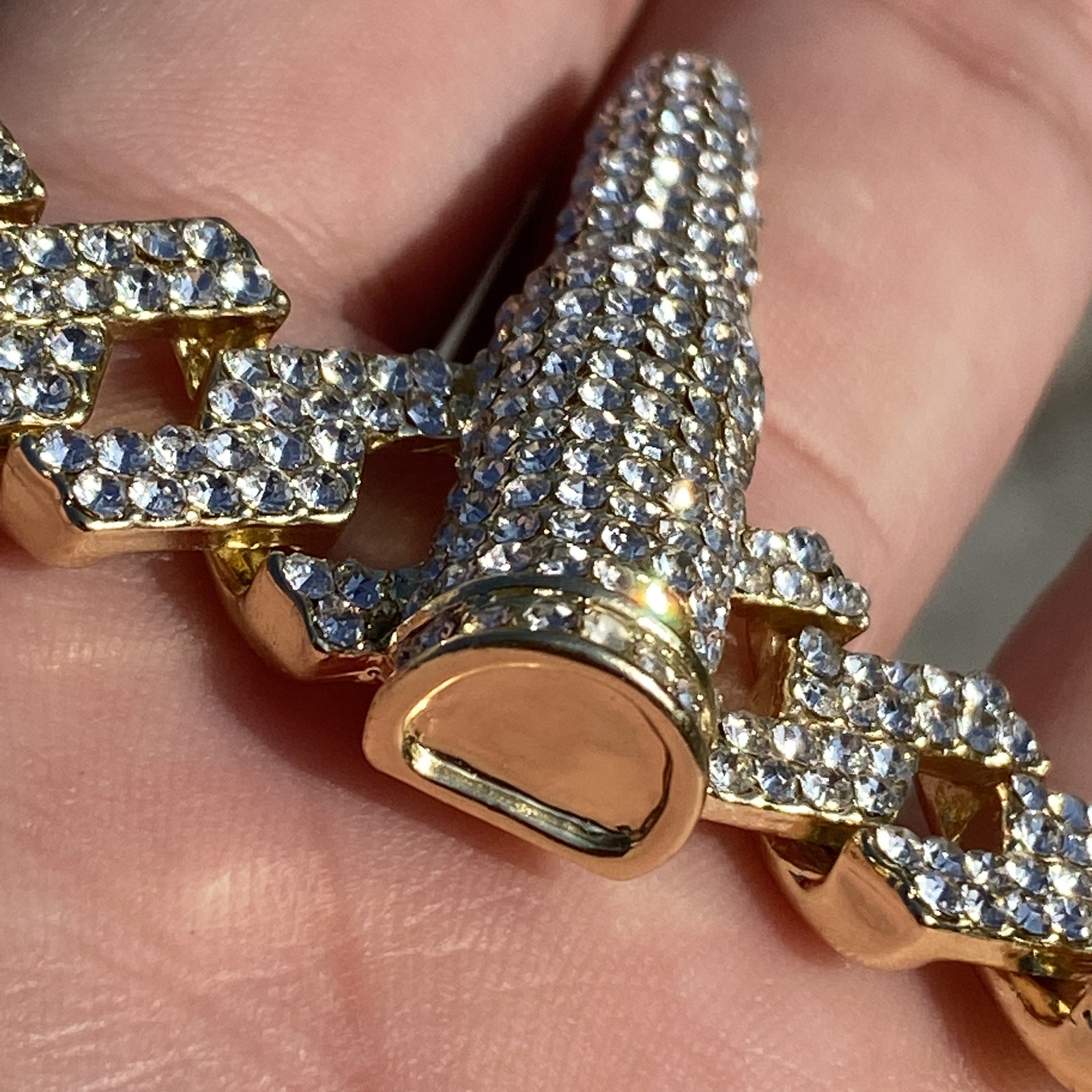 Mens 14K Gold Plated Six Bullet Spike Iced Bullets Pendant CZ Hip Hop Chain 20