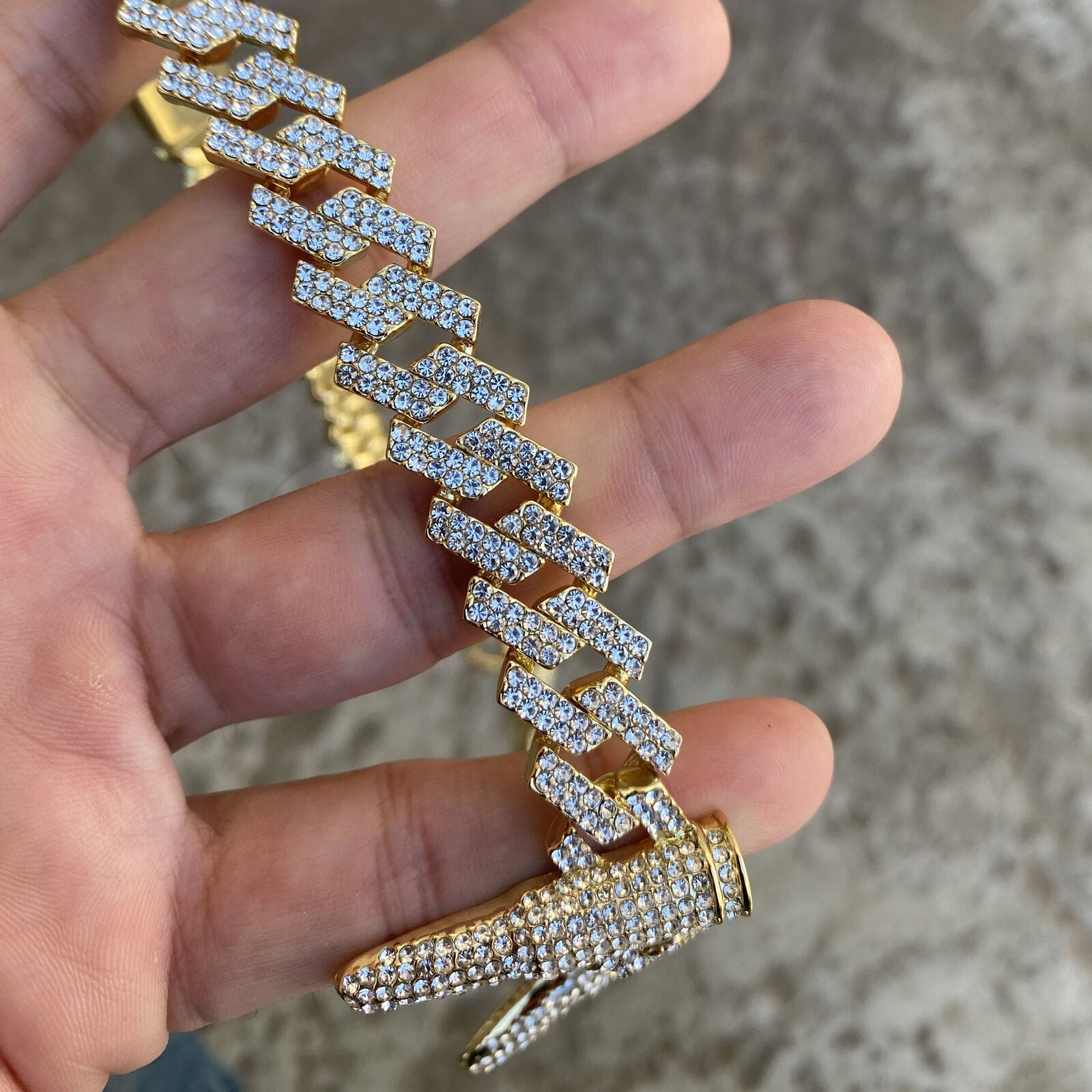 Mens 14K Gold Plated Six Bullet Spike Iced Bullets Pendant CZ Hip Hop Chain 20