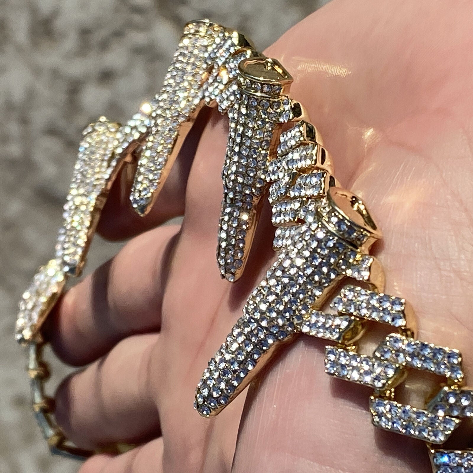 Mens 14K Gold Plated Six Bullet Spike Iced Bullets Pendant CZ Hip Hop Chain 20