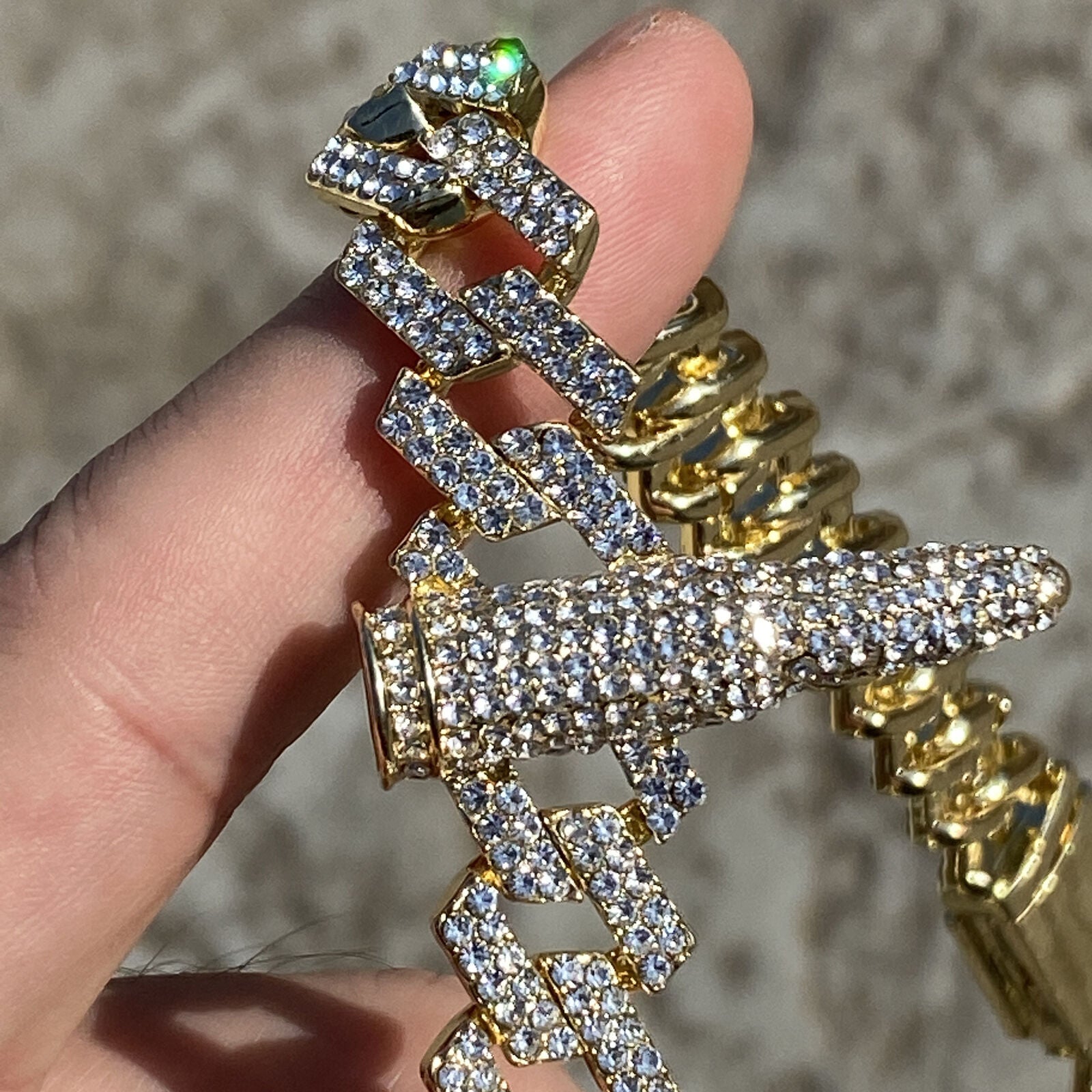 Mens 14K Gold Plated Six Bullet Spike Iced Bullets Pendant CZ Hip Hop Chain 20