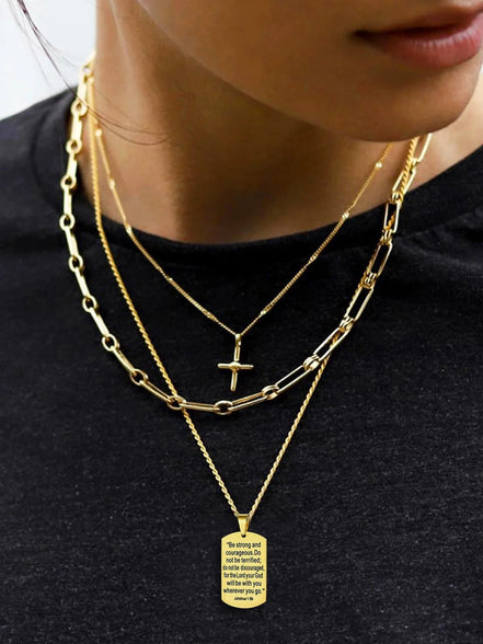 Men'S Gold Plated Cross Necklace Stainless Steel Dog Tag Necklace Christian Serenity Prayer Necklace Inspirational Jewelry Gift - Simply Just Deals LLCMen'S Gold Plated Cross Necklace Stainless Steel Dog Tag Necklace Christian Serenity Prayer Necklace Inspirational Jewelry Giftbf67be4d-1f01-4b73-a0ca-cb930741ac4b03. 18K Gold Plated02 - Be Strong And CourageousMen'S Gold Plated Cross Necklace Stainless Steel Dog Tag Necklace Christian Serenity Prayer Necklace Inspirational Jewelry Gift